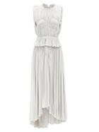 Khaite - Genevie Gathered-crepe Midi Dress - Womens - Light Grey