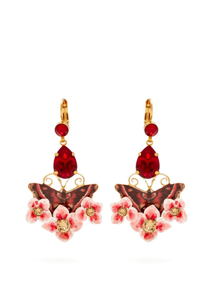 Dolce & Gabbana Butterfly And Crystal Drop Clip-on Earrings