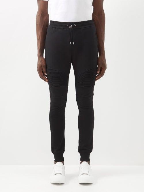 Balmain - Logo-print Cotton-jersey Track Pants - Mens - Black White