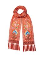 Temperley London Lysander Floral-embroidered Satin Scarf