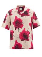 Mens Rtw Paul Smith - Rose-print Twill Shirt - Mens - Red Multi