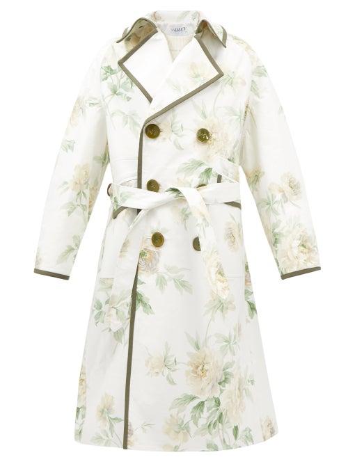 S.s. Daley - Weather Officer Floral-print Cotton Trench Coat - Mens - White