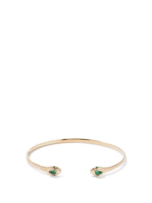 Jade Jagger - Snake Emerald & 18kt Gold Bracelet - Womens - Green Gold