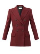 Matchesfashion.com Saint Laurent - Double-breasted Houndstooth-wool Jacket - Womens - Red