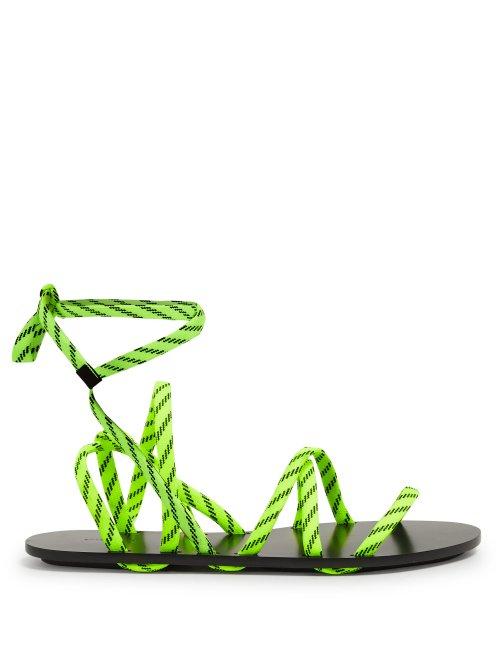 Matchesfashion.com Balenciaga - Fluorescent Laced Wrap Around Sandals - Womens - Yellow