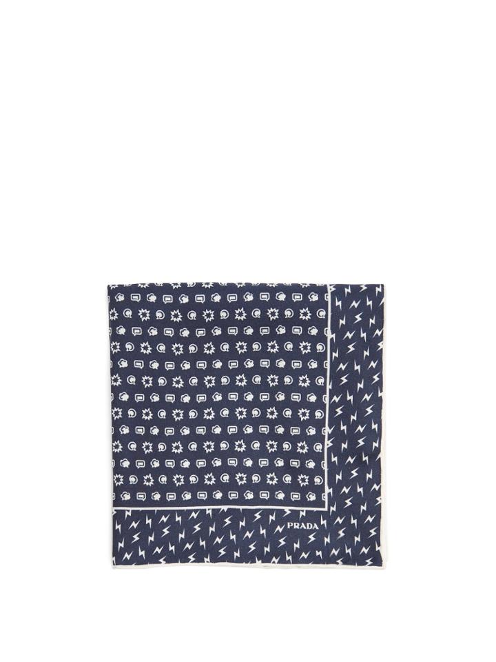 Prada Lightning Bolt-print Silk-twill Pocket Square