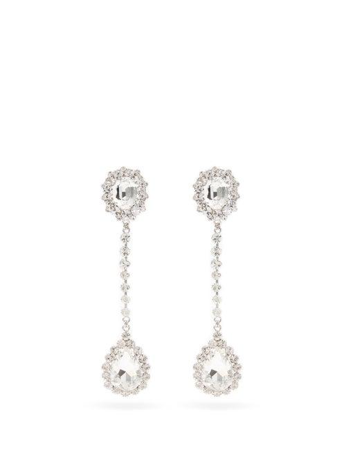 Matchesfashion.com Alessandra Rich - Crystal-embellished Drop Clip Earrings - Womens - Crystal