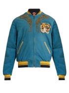 Gucci Dragon-embroidered Corduroy Bomber Jacket