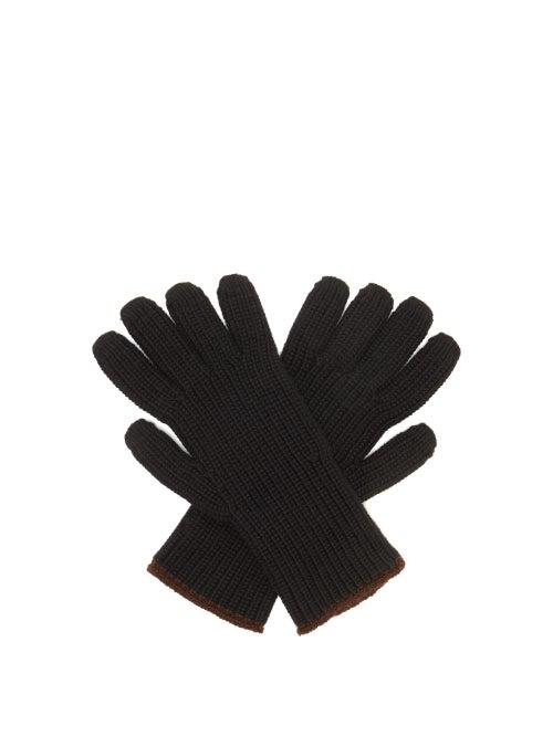 Matchesfashion.com Margaret Howell - Circular Knitted Merino Wool Gloves - Womens - Black Brown