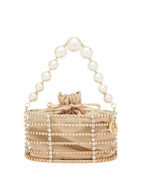 Matchesfashion.com Rosantica - Melanie Crystal And Faux-pearl Bag - Womens - Beige Multi