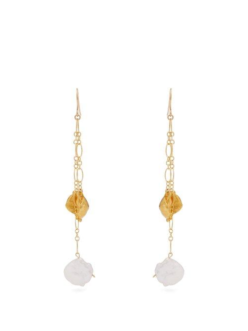 Matchesfashion.com Alighieri - Moon Fever Baroque Pearl Drop Earrings - Womens - Gold