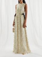 Erdem - Adele Sequinned 3d-flower Organza Gown - Womens - Ivory Multi