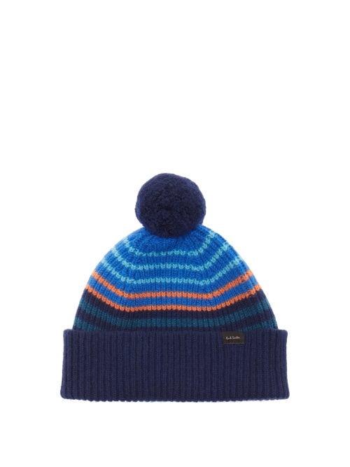 Matchesfashion.com Paul Smith - Pompom Striped Wool Beanie - Mens - Black Multi