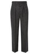 Lemaire - Pleated Cotton-chambray Suit Trousers - Mens - Dark Grey
