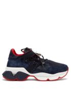 Matchesfashion.com Christian Louboutin - Red Runner Suede Trainers - Mens - Navy