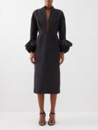 Gucci - Fluted-cuff Silk-faille Dress - Womens - Black