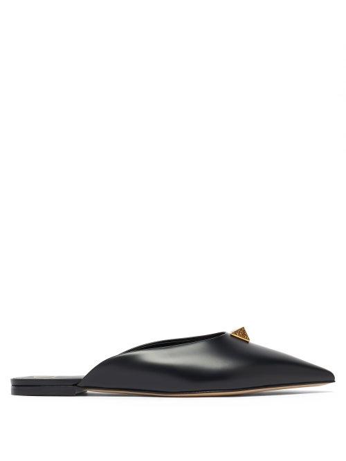 Matchesfashion.com Valentino Garavani - Upstud Point-toe Leather Mules - Womens - Black