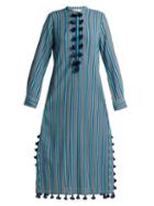 Matchesfashion.com Figue - Paolina Striped Tassel Trimmed Dress - Womens - Blue Stripe