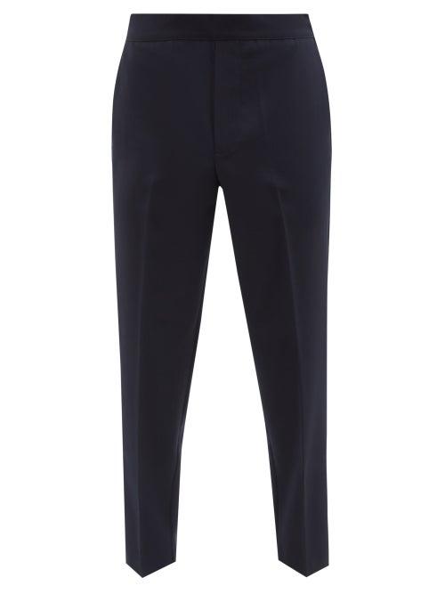 Maison Kitsun - City Logo-embroidered Twill Trousers - Mens - Navy