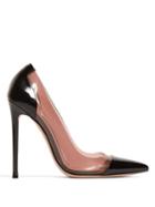 Matchesfashion.com Gianvito Rossi - Pvc Panel Patent Leather Pumps - Womens - Black Nude