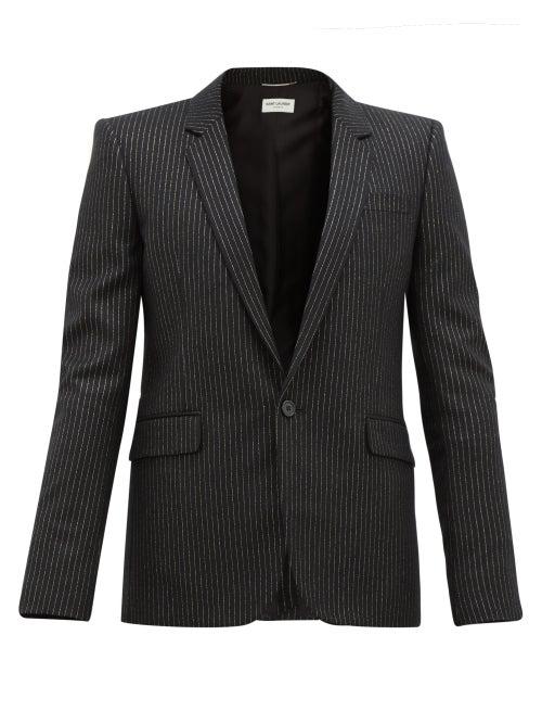 Matchesfashion.com Saint Laurent - Metallic Pinstripe Single-breasted Blazer - Mens - Black Gold