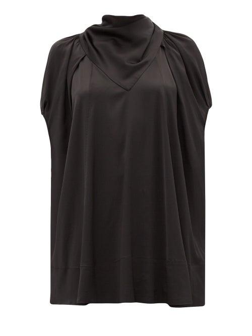 Matchesfashion.com Ssone - Apex Bandana-neck Satin Blouse - Womens - Black