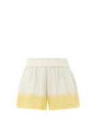 Matchesfashion.com Anaak - Aria Buttoned-side Dip-dyed Cotton Shorts - Womens - Yellow Multi