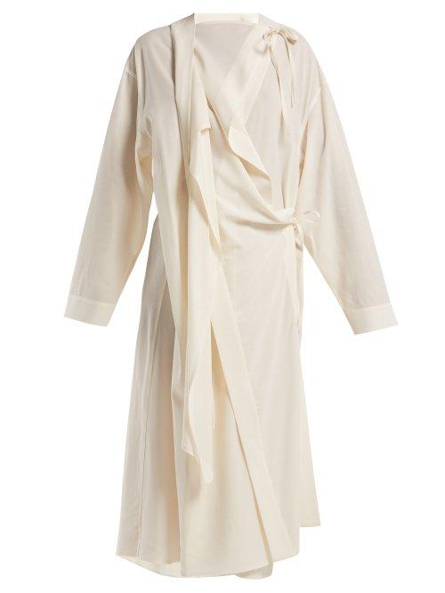 Matchesfashion.com Lemaire - Wool Crepe Asymmetric Dress - Womens - White