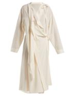 Matchesfashion.com Lemaire - Wool Crepe Asymmetric Dress - Womens - White