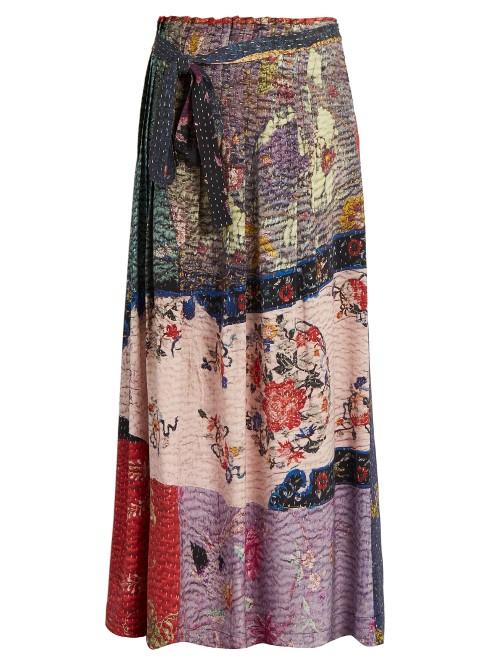 By Walid Nadine Floral-print Silk Maxi Skirt