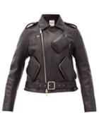 Matchesfashion.com Noir Kei Ninomiya - Exaggerated-pockets Leather Biker Jacket - Womens - Black