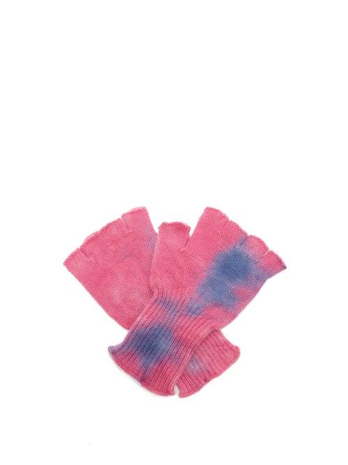 Matchesfashion.com The Elder Statesman - Tie Dye Fingerless Cashmere Gloves - Womens - Blue Multi