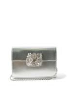 Roger Vivier - Rv Bouquet Crystal-embellished Leather Clutch - Womens - Silver