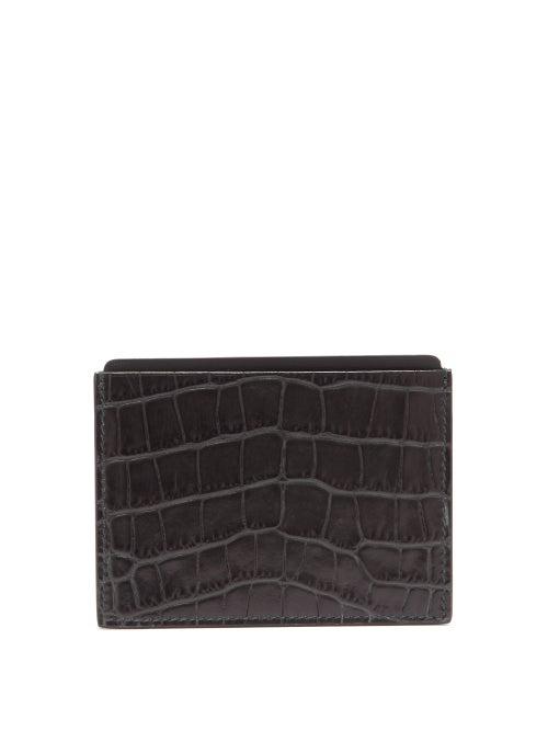 Matchesfashion.com Smythson - Mara Crocodile Effect Leather Cardholder - Mens - Green