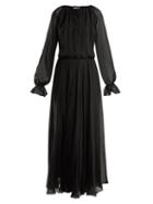 Matchesfashion.com Raquel Diniz - Kate Tie Neck Silk Chiffon Dress - Womens - Black