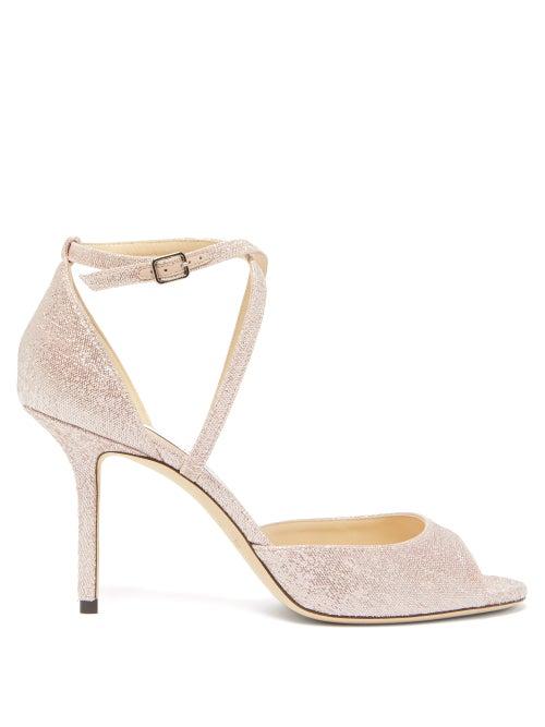 Matchesfashion.com Jimmy Choo - Emsy 85 Lurex And Leather Sandals - Womens - Pink