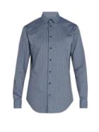 Matchesfashion.com Giorgio Armani - Triangle Print Cotton Shirt - Mens - Blue Multi