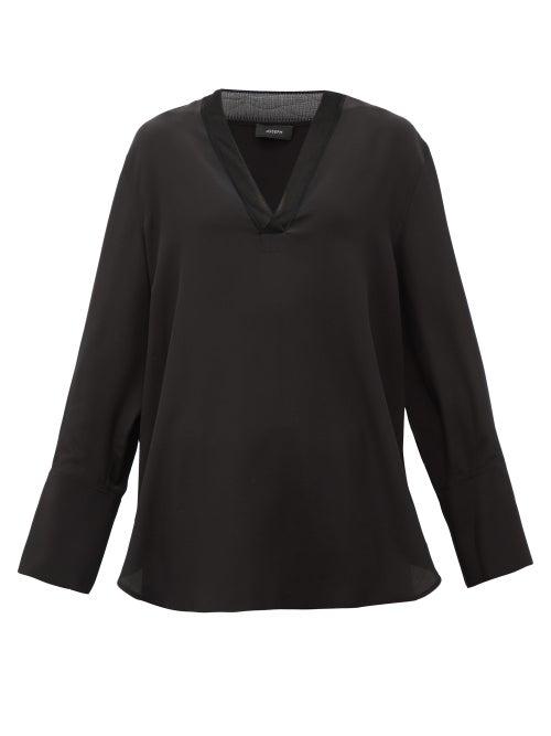 Matchesfashion.com Joseph - Miller V-neck Silk Crepe De Chine Blouse - Womens - Black
