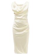 Matchesfashion.com Vivienne Westwood - Ginnie Draped Satin Midi Pencil Dress - Womens - Ivory
