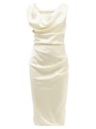 Matchesfashion.com Vivienne Westwood - Ginnie Draped Satin Midi Pencil Dress - Womens - Ivory