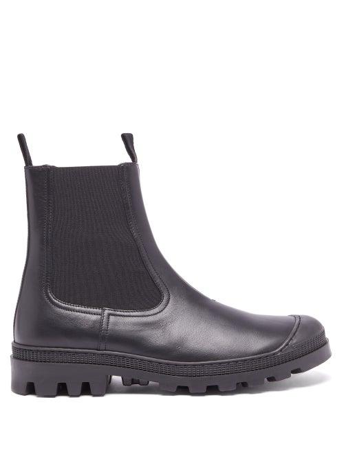 Mens Shoes Loewe - Rubber-toe Leather Chelsea Boots - Mens - Black