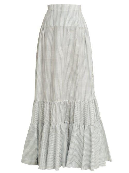 Matchesfashion.com Calvin Klein 205w39nyc - Tiered Long Silk Skirt - Womens - Light Blue