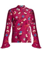 Matchesfashion.com Erdem - Lindsay Hideko Print Silk Blouse - Womens - Pink Print
