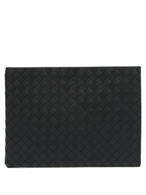 Matchesfashion.com Bottega Veneta - Intrecciato-leather Pouch - Mens - Black