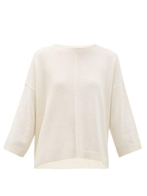 Matchesfashion.com Weekend Max Mara - Gianna Cotton And Wool Blend Knitted Sweater - Womens - White
