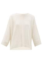 Matchesfashion.com Weekend Max Mara - Gianna Cotton And Wool Blend Knitted Sweater - Womens - White