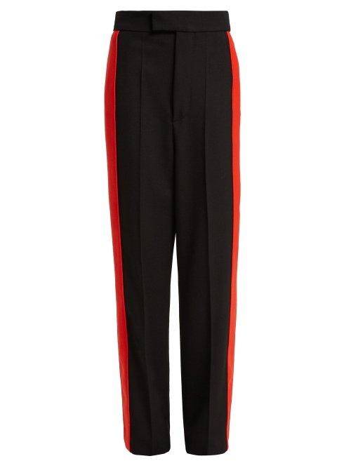 Matchesfashion.com Kwaidan Editions - Side Stripe Wool Twill Trousers - Womens - Black Red