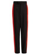 Matchesfashion.com Kwaidan Editions - Side Stripe Wool Twill Trousers - Womens - Black Red