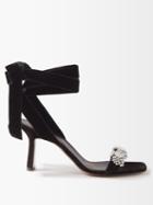 Neous - Tulip Wrap Crystal-embellished Velvet Sandals - Womens - Black
