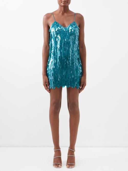 Ashish - Jello Paillette-embellished Georgette Mini Dress - Womens - Dark Green